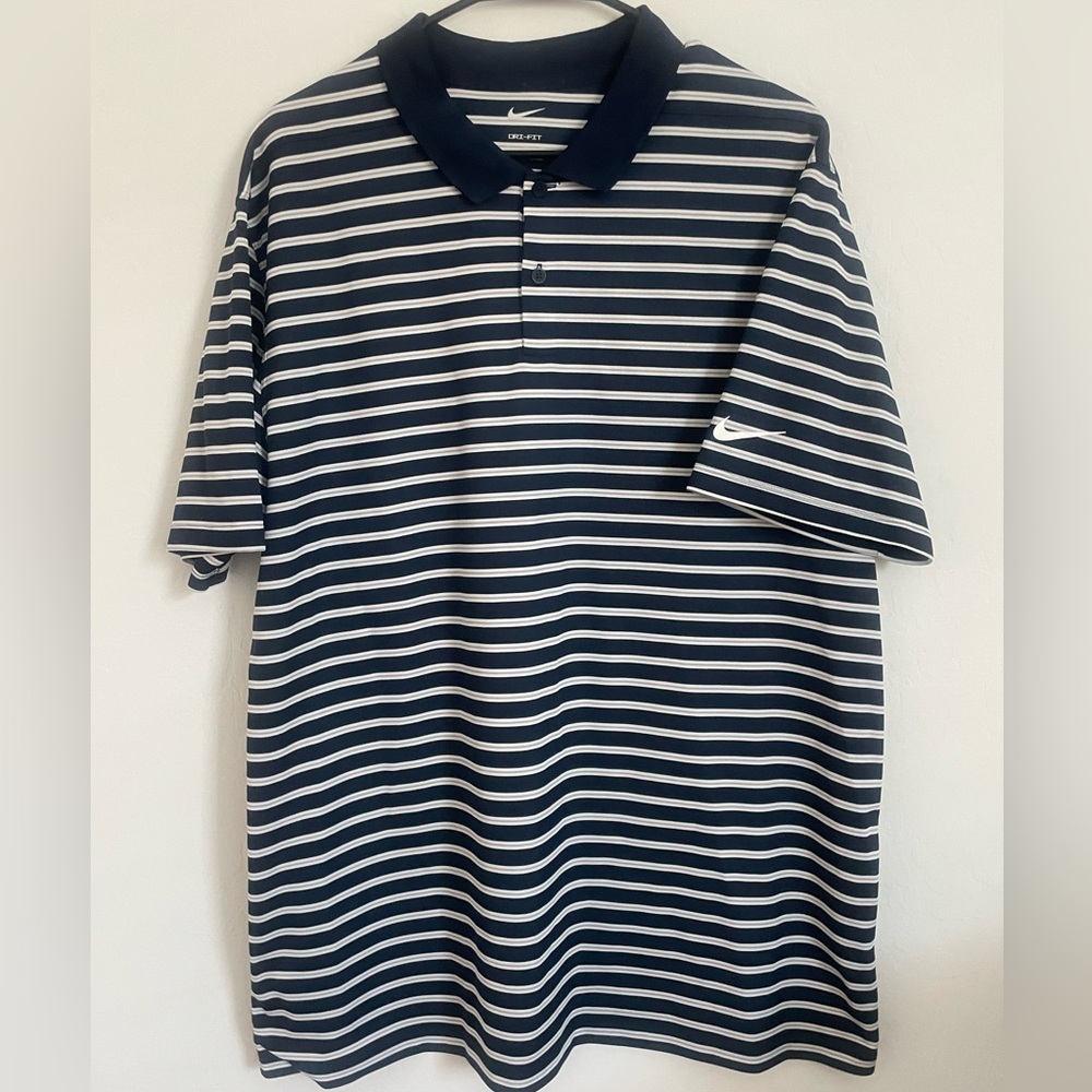 Nike Dry-Fit Polo Blue and White Striped golf